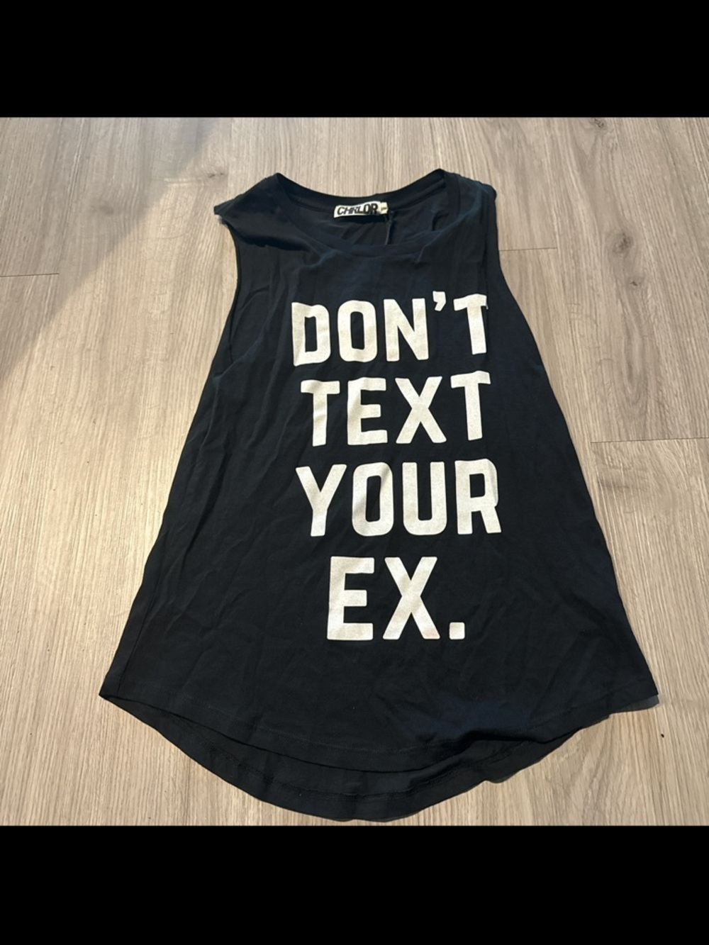 Black Graphic Muscle Tank - "DON'T TEXT YOUR EX."